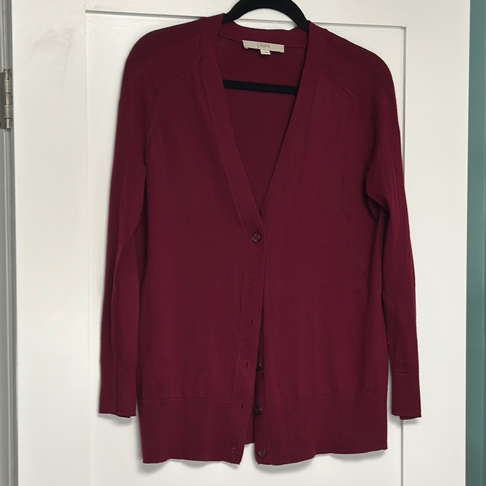 Loft -  Burgundy Cardigan Sweater